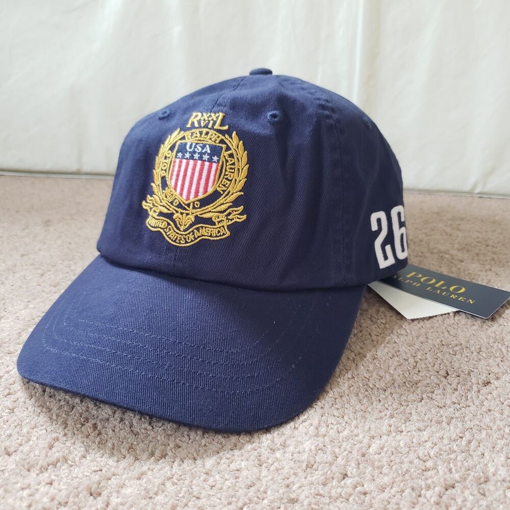 NWT Polo Ralph Lauren USA 2026 Soccer Adult Navy Blue Strapback Hat Cap Football